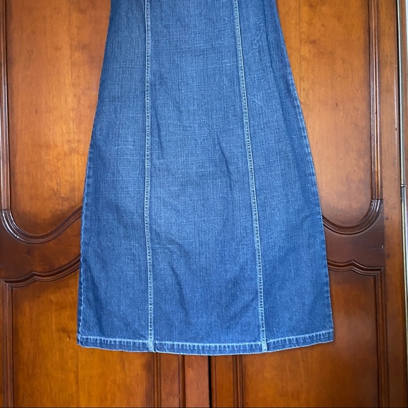 Vintage 90s Polo Jeans Co. Ralph Lauren Denim Pinafore Midi Dress with Back Zip - Picture 3 of 8